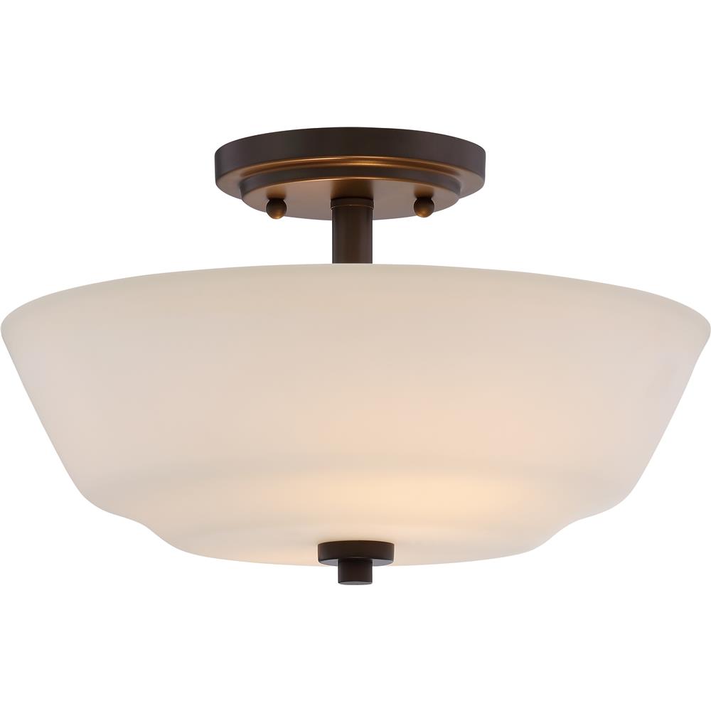 Nuvo Lighting 60/5906  Willow - 2 Light Semi Flush Fixture with White Glass in Forest Bronze Finish